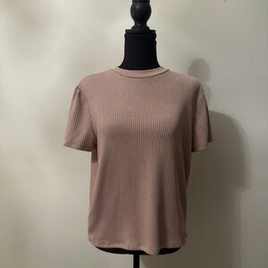 Vibe Pink Ribbed Short Sleeve T-Shirt